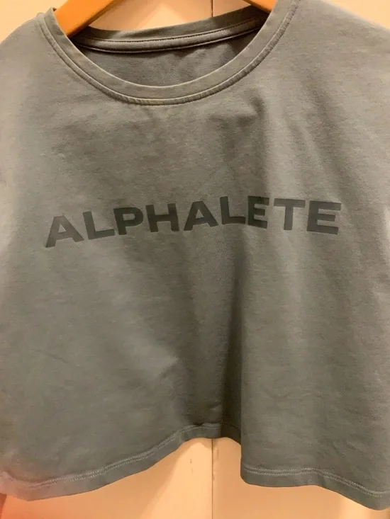 Alphalete Cropped Long Sleeve Tee - Dusty Blue Greenish - Picture 2 of 2